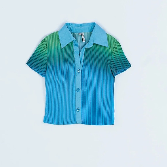 Arthur’s Apparel SET Box Pleat Short Sleeve Shirt & Pants in Green Orb - Picture 2 of 8